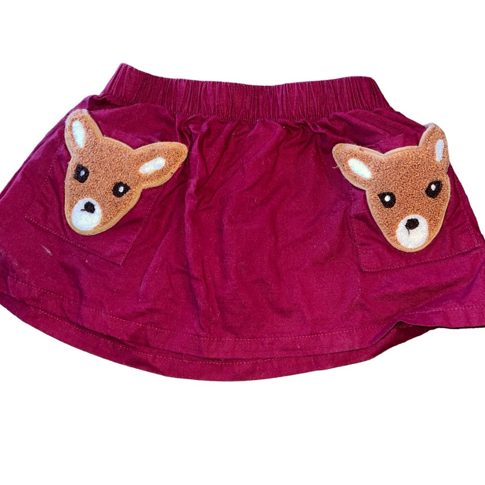 Genuine Kids From Oshkosh Infant Skirt Deer Fox Size 18 Months Burgundy 100% Cot